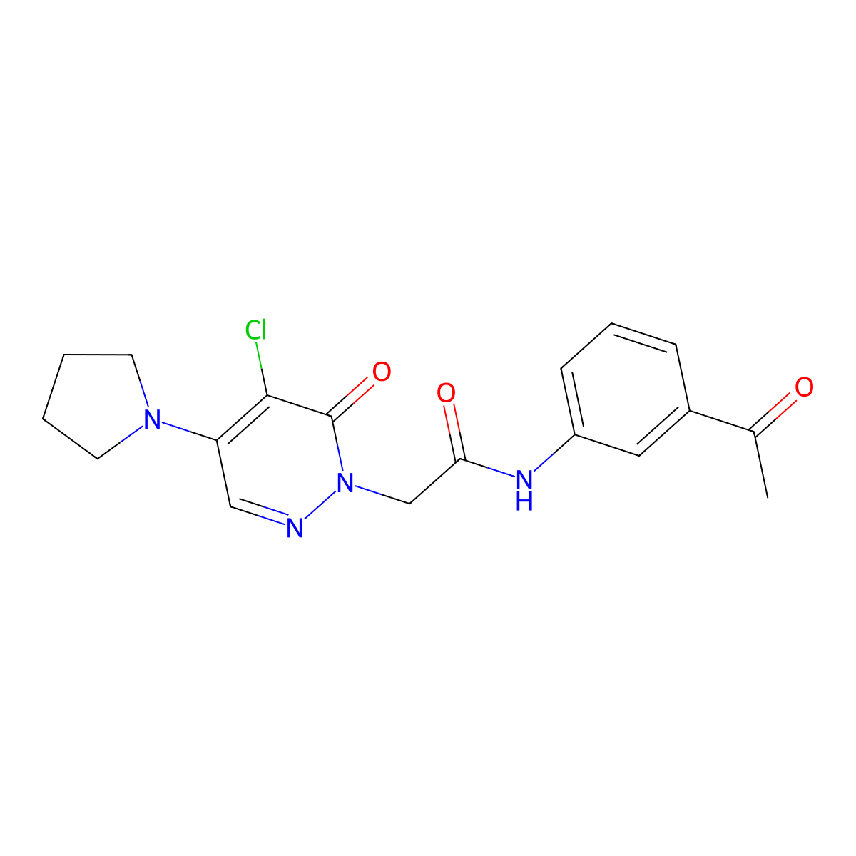 N-(3-acetylphenyl)-2-(5-chloro-6-oxo-4-(pyrrolidin-1-yl)pyridazin-1(6H)-yl)acetamide molecular structure, CAS 1360237-38-2
