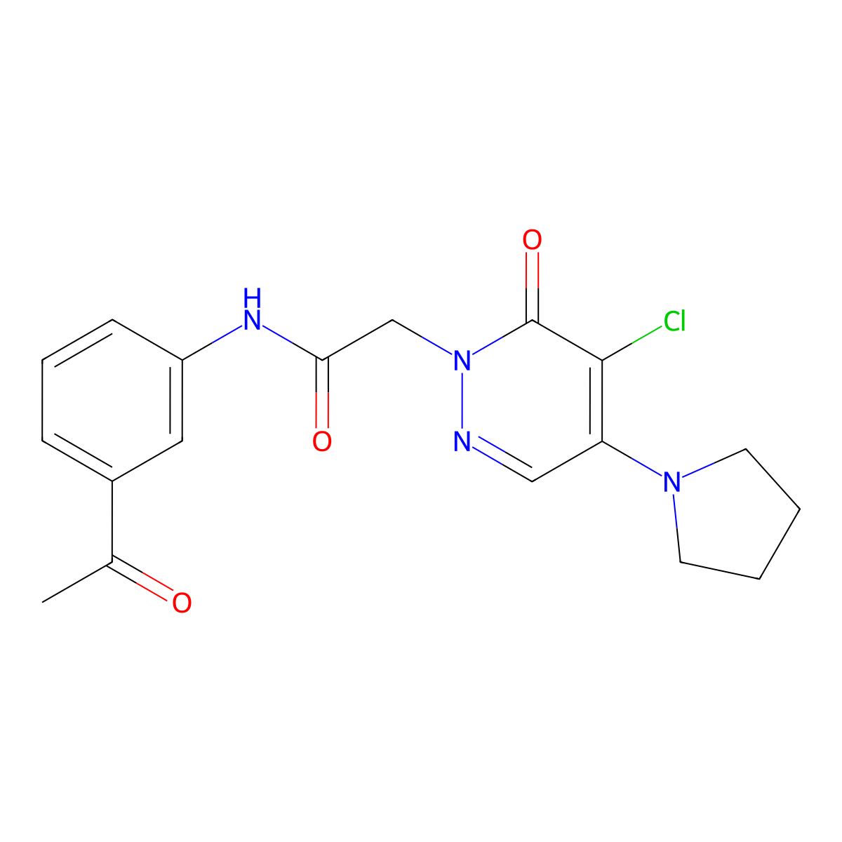N-(3-acetylphenyl)-2-(5-chloro-6-oxo-4-(pyrrolidin-1-yl)pyridazin-1(6H)-yl)acetamide molecular structure, CAS 1360237-38-2