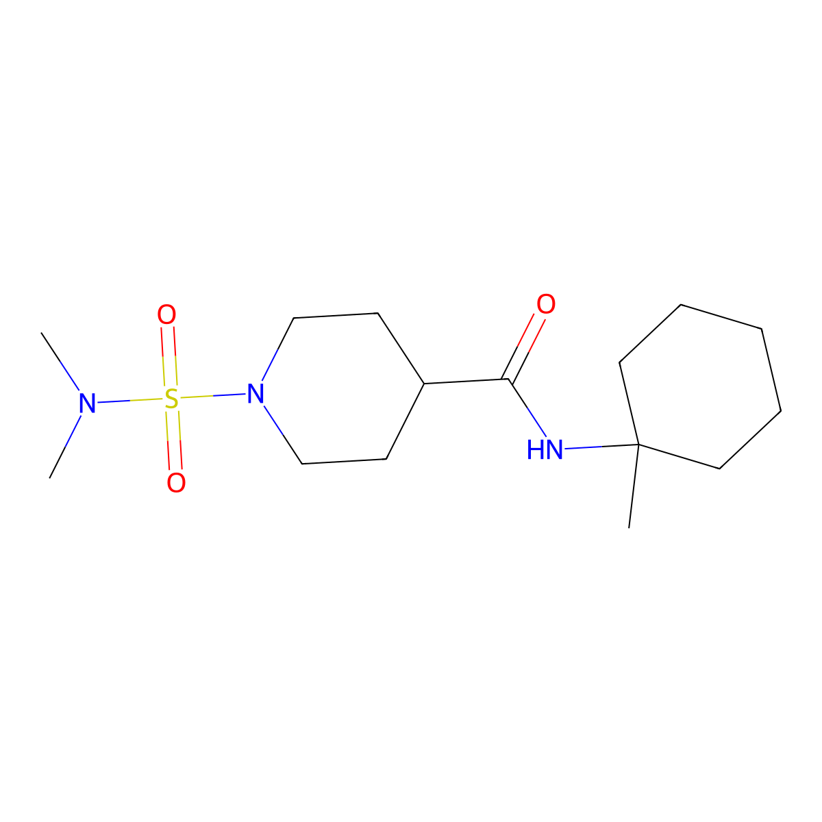 1-(dimethylsulfamoyl)-N-(1-methylcyclohexyl)piperidine-4-carboxamide molecular structure, CAS 1360241-21-9
