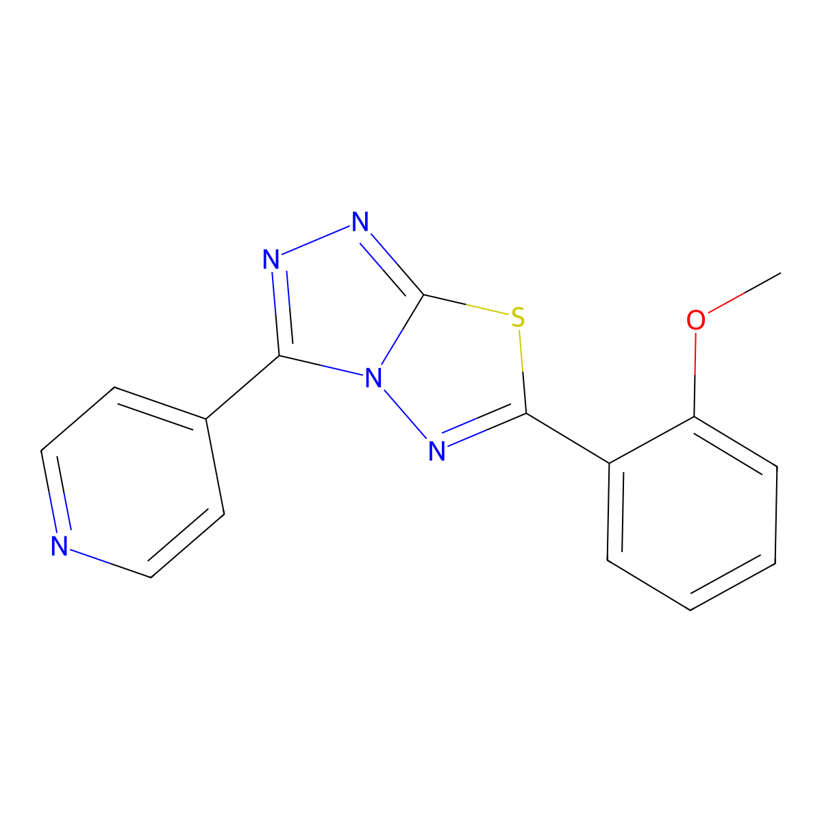 6-(2-Methoxyphenyl)-3-(4-pyridyl)[1,2,4]triazolo[3,4-b][1,3,4]thiadiazole molecular structure, CAS 136025-33-7