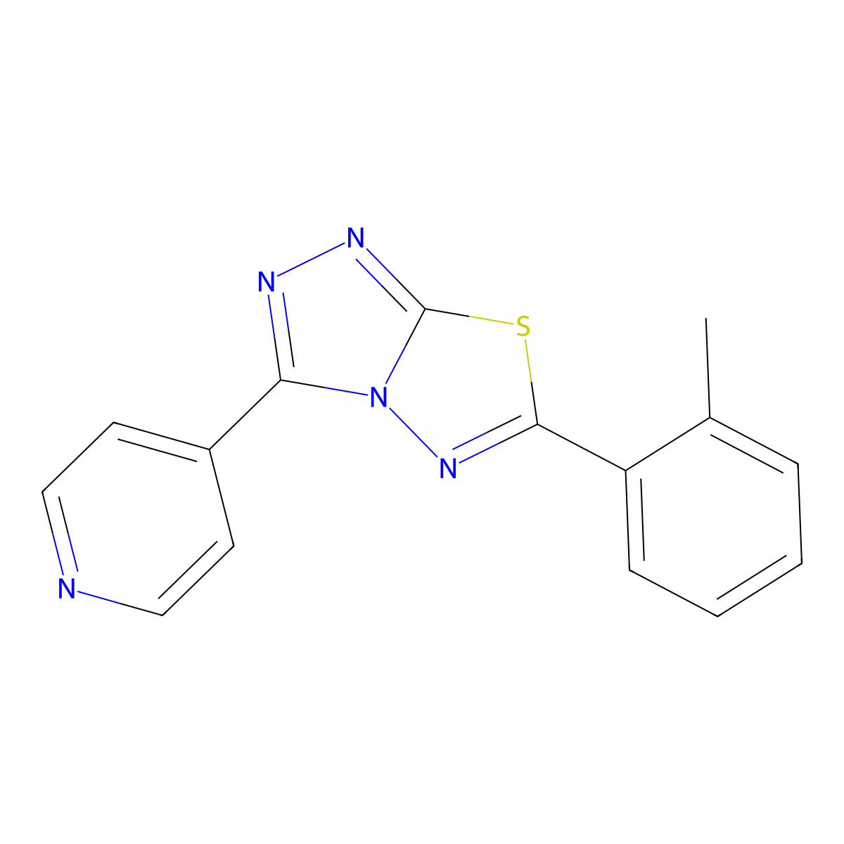 6-(2-Methylphenyl)-3-(4-pyridinyl)[1,2,4]triazolo[3,4-b][1,3,4]thiadiazole molecular structure, CAS 136025-34-8