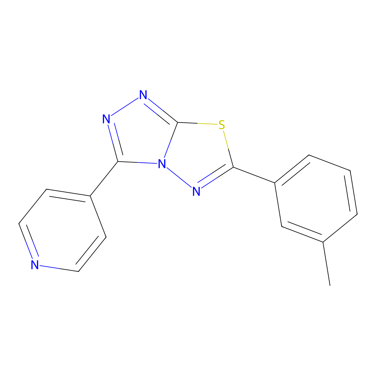 6-(3-Methylphenyl)-3-pyridin-4-yl-[1,2,4]triazolo[3,4-b][1,3,4]thiadiazole molecular structure, CAS 136025-35-9