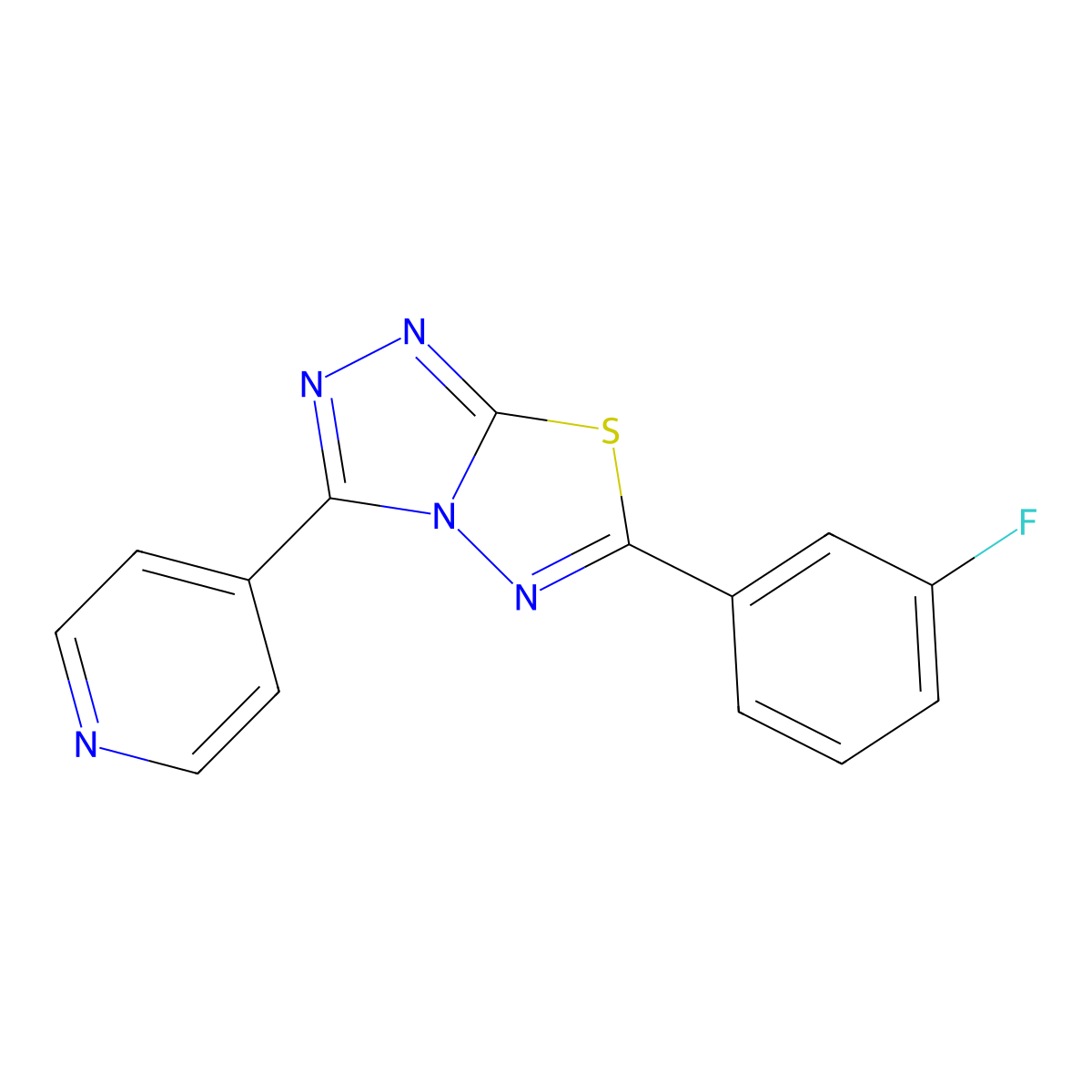 6-(3-Fluorophenyl)-3-pyridin-4-yl-[1,2,4]triazolo[3,4-b][1,3,4]thiadiazole molecular structure, CAS 136025-37-1