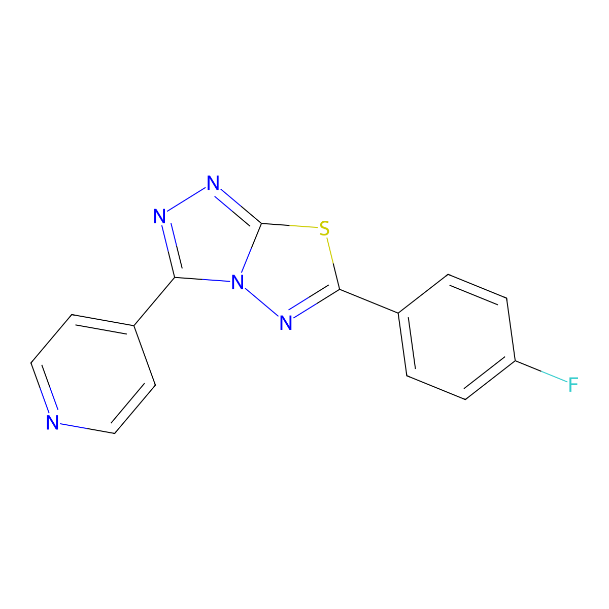 6-(4-Fluorophenyl)-3-pyridin-4-yl-[1,2,4]triazolo[3,4-b][1,3,4]thiadiazole molecular structure, CAS 136025-38-2