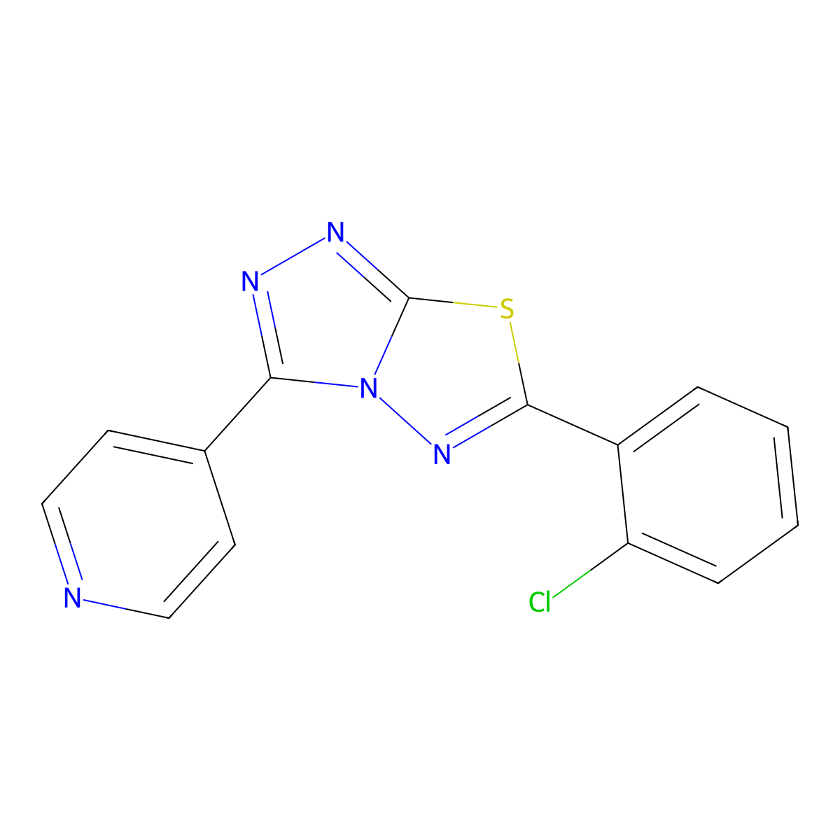 6-(2-Chlorophenyl)-3-(4-pyridinyl)[1,2,4]triazolo[3,4-b][1,3,4]thiadiazole molecular structure, CAS 136025-39-3