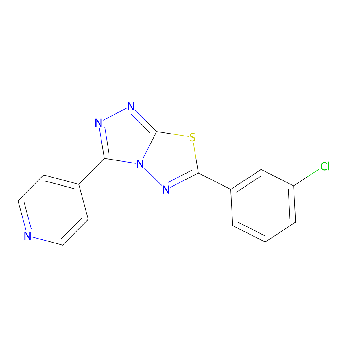 6-(3-Chlorophenyl)-3-(4-pyridinyl)[1,2,4]triazolo[3,4-b][1,3,4]thiadiazole molecular structure, CAS 136025-40-6