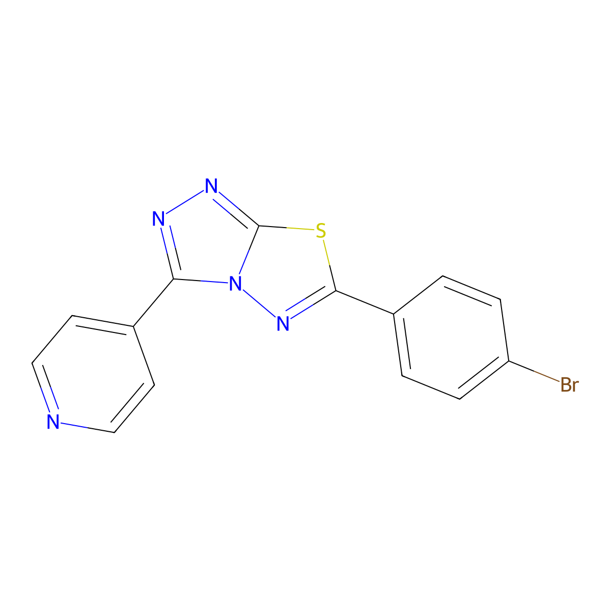 6-(4-Bromophenyl)-3-pyridin-4-yl-[1,2,4]triazolo[3,4-b][1,3,4]thiadiazole molecular structure, CAS 136025-43-9