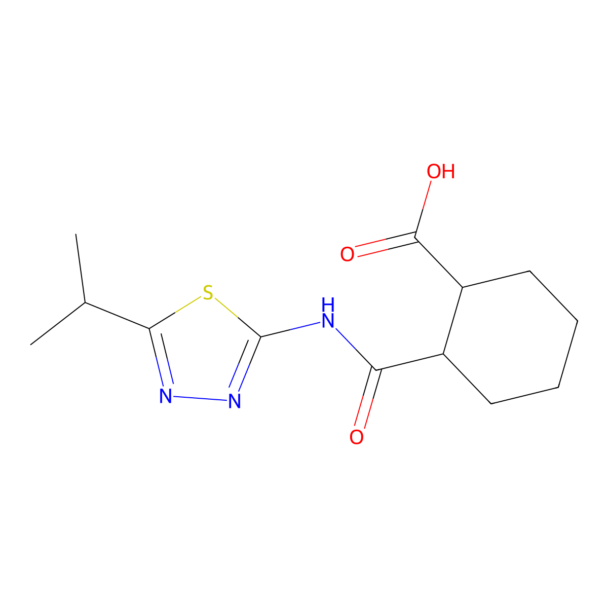 2-((5-Isopropyl-1,3,4-thiadiazol-2-yl)carbamoyl)cyclohexanecarboxylic acid molecular structure, CAS 1360261-16-0