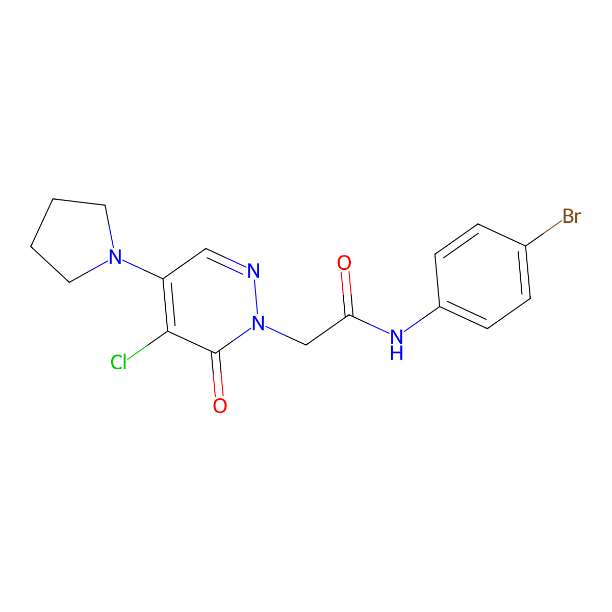 N-(4-bromophenyl)-2-(5-chloro-6-oxo-4-(pyrrolidin-1-yl)pyridazin-1(6H)-yl)acetamide molecular structure, CAS 1360268-40-1