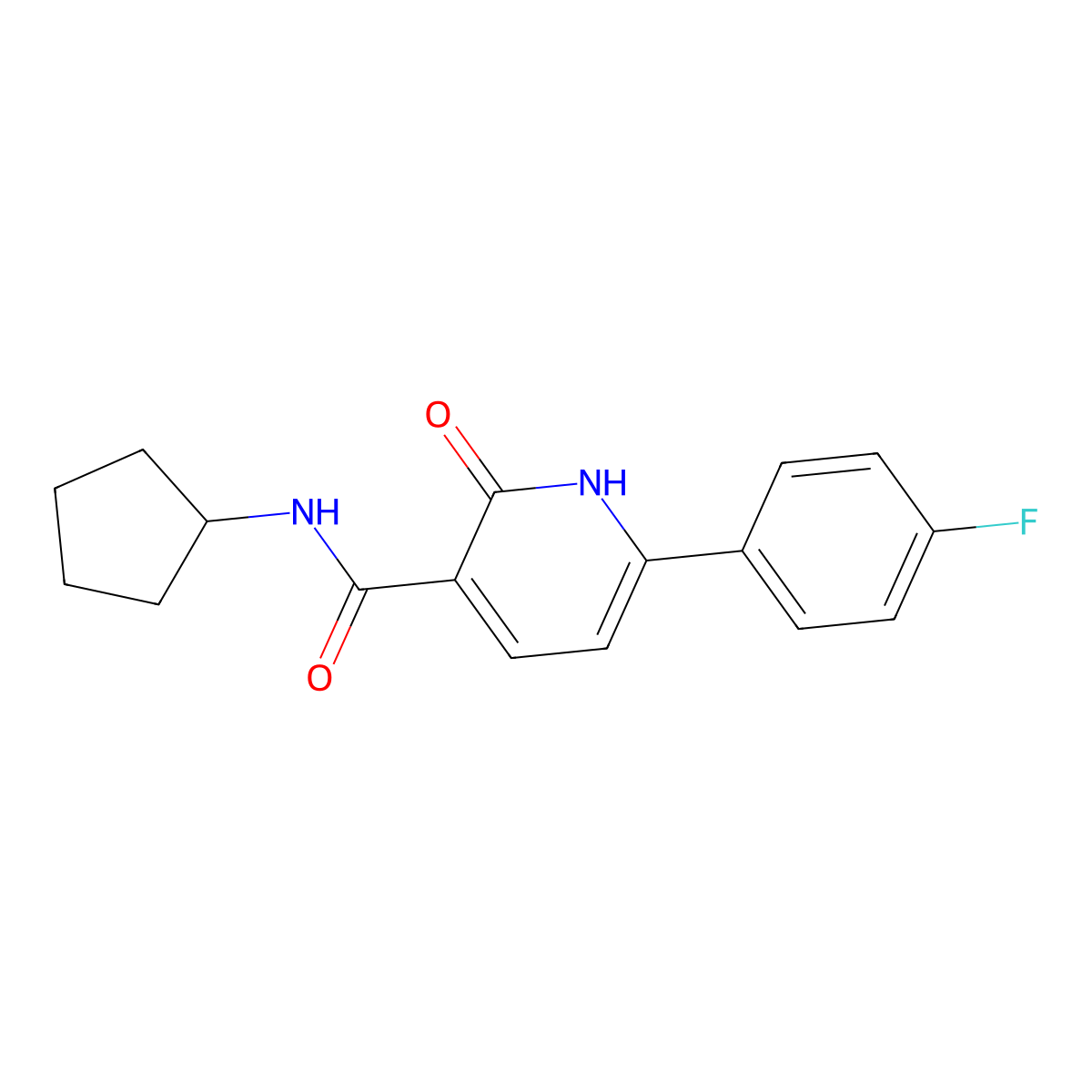 N-cyclopentyl-6-(4-fluorophenyl)-2-oxo-1H-pyridine-3-carboxamide molecular structure, CAS 1360271-94-8