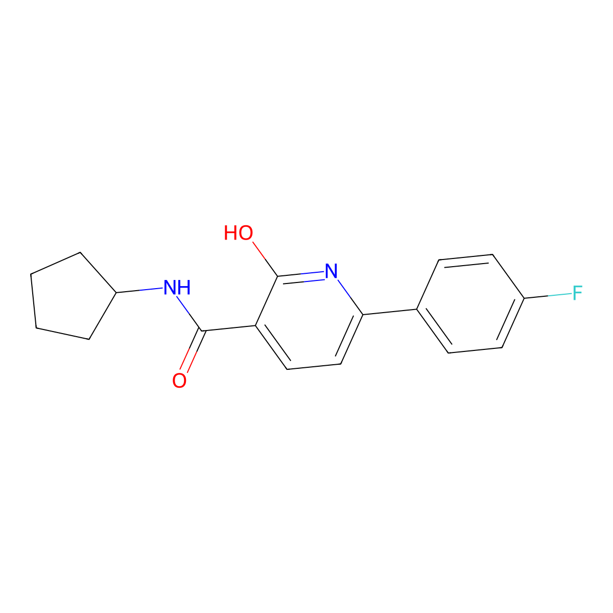 N-cyclopentyl-6-(4-fluorophenyl)-2-oxo-1H-pyridine-3-carboxamide molecular structure, CAS 1360271-94-8