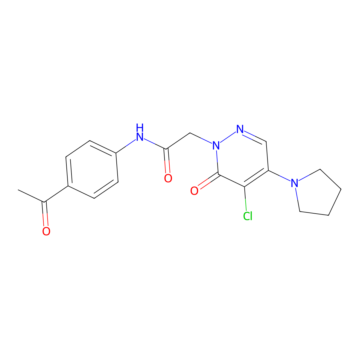 N-(4-acetylphenyl)-2-(5-chloro-6-oxo-4-(pyrrolidin-1-yl)pyridazin-1(6H)-yl)acetamide molecular structure, CAS 1360277-37-7