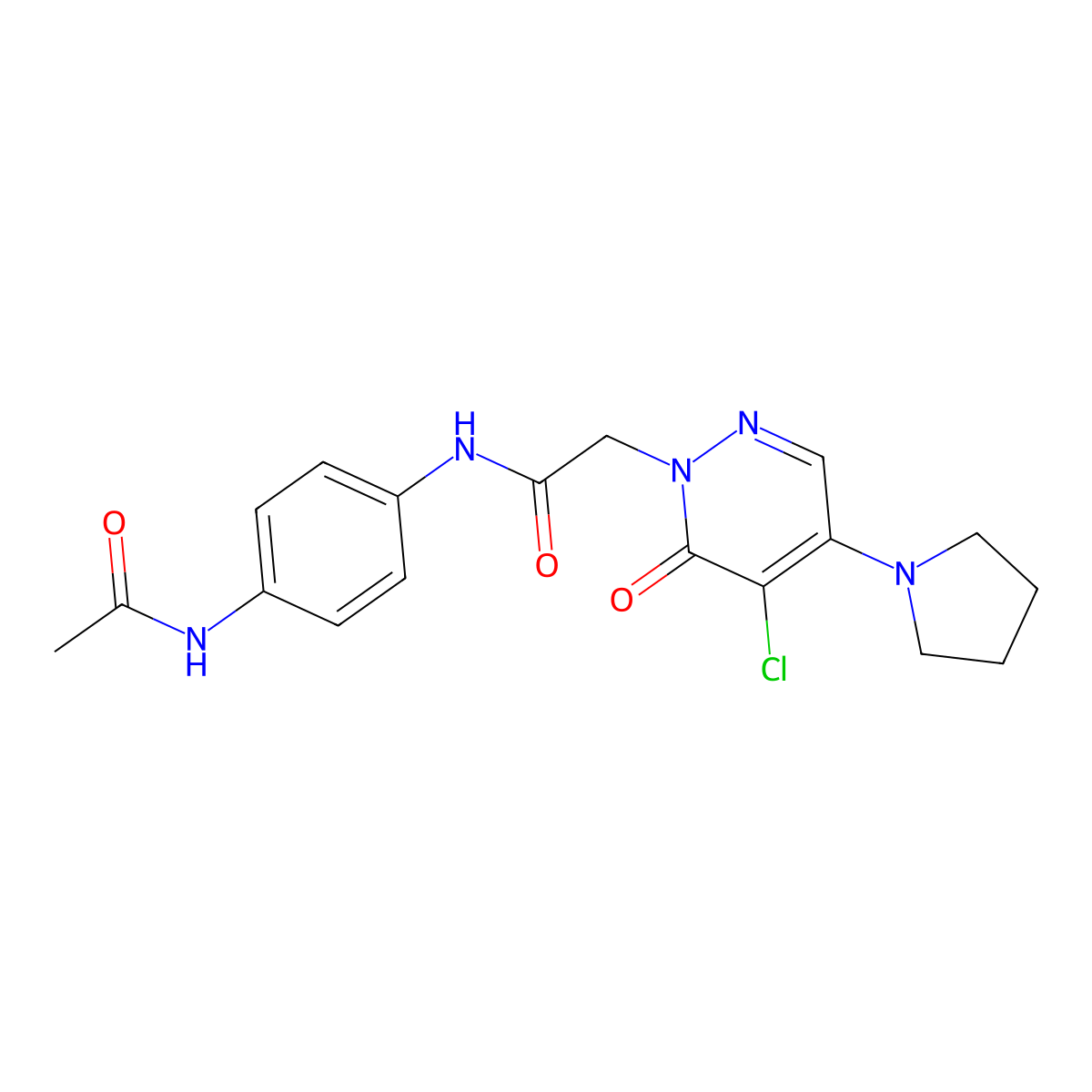 N-(4-acetamidophenyl)-2-(5-chloro-6-oxo-4-(pyrrolidin-1-yl)pyridazin-1(6H)-yl)acetamide molecular structure, CAS 1360279-10-2