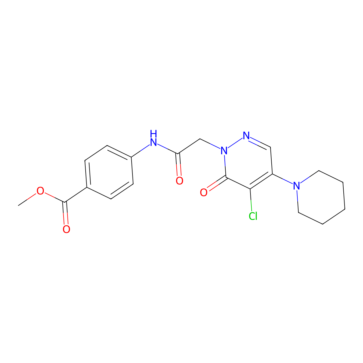 methyl 4-({[5-chloro-6-oxo-4-(piperidin-1-yl)pyridazin-1(6H)-yl]acetyl}amino)benzoate molecular structure, CAS 1360279-67-9