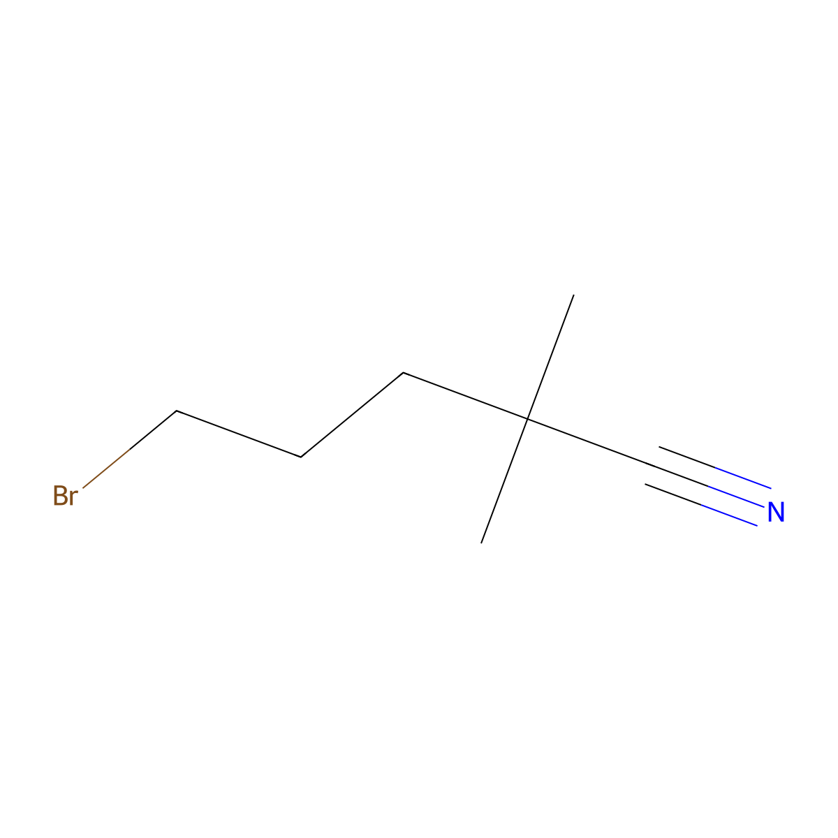 5-Bromo-2,2-dimethylpentanenitrile molecular structure, CAS 136028-93-8