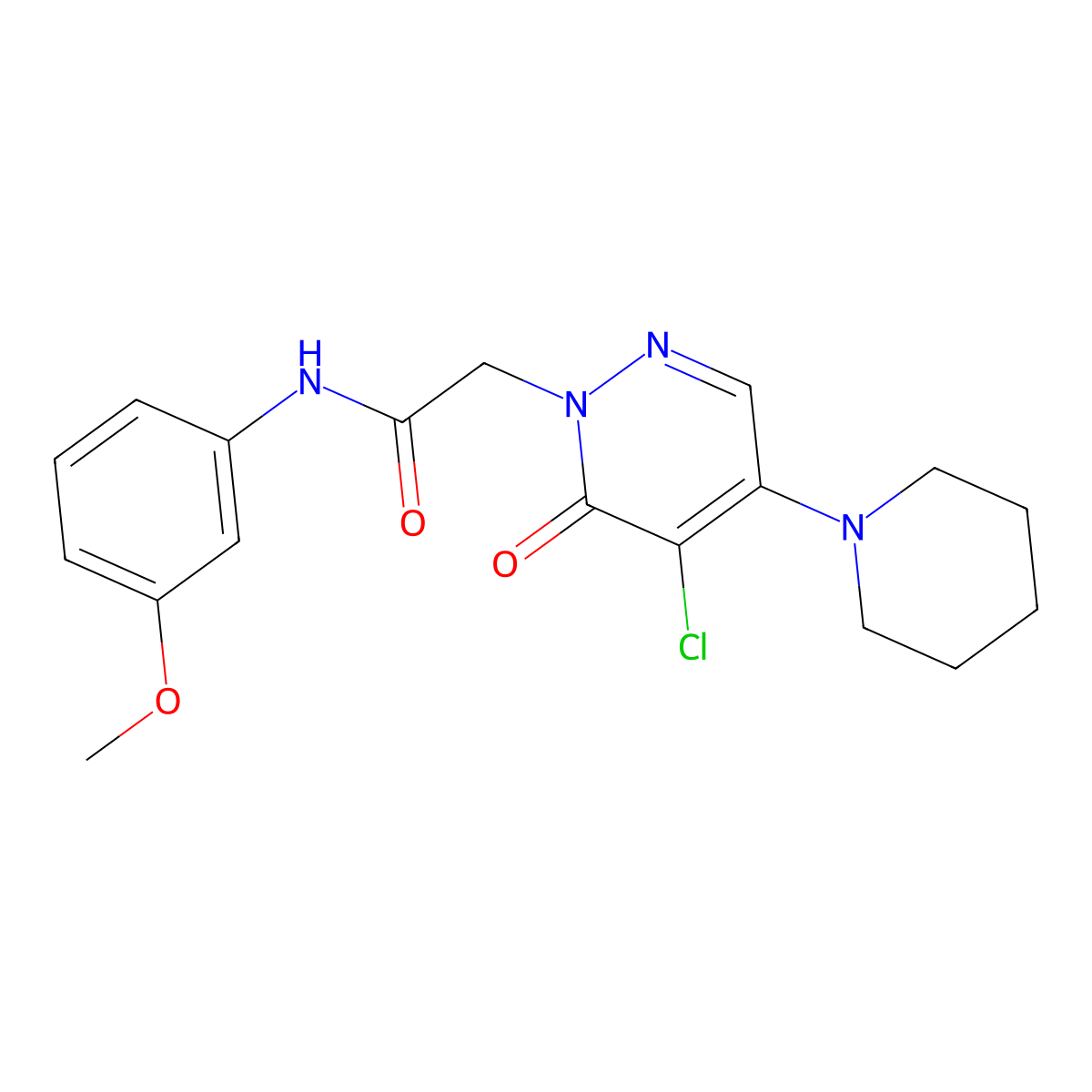 2-(5-chloro-6-oxo-4-(piperidin-1-yl)pyridazin-1(6H)-yl)-N-(3-methoxyphenyl)acetamide molecular structure, CAS 1360280-68-7