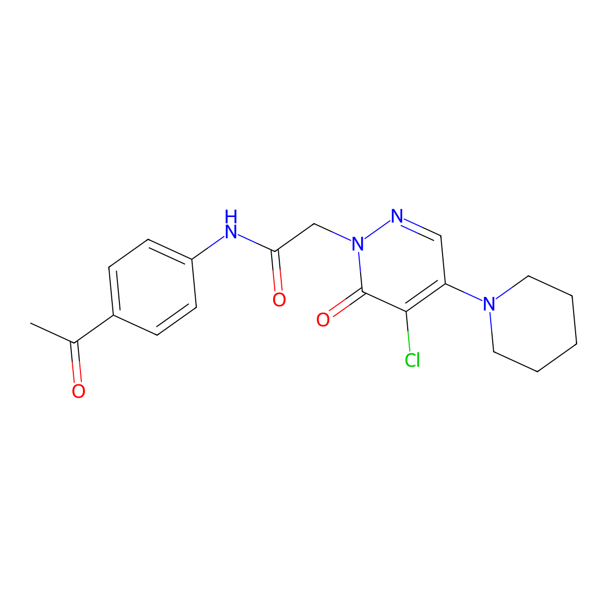 N-(4-acetylphenyl)-2-(5-chloro-6-oxo-4-(piperidin-1-yl)pyridazin-1(6H)-yl)acetamide molecular structure, CAS 1360280-69-8