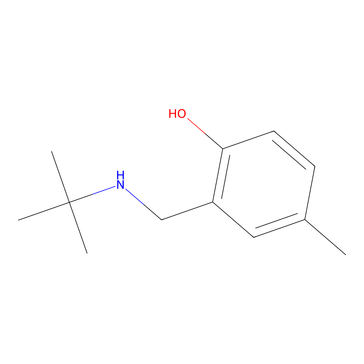 2-[(Tert-butylamino)methyl]-4-methylphenol molecular structure, CAS 136029-04-4