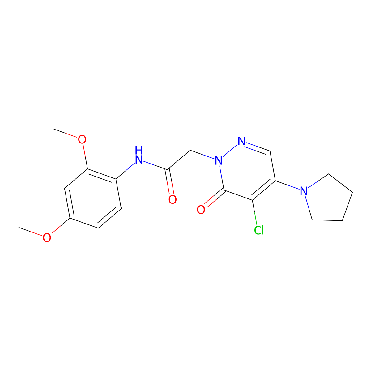 2-(5-chloro-6-oxo-4-(pyrrolidin-1-yl)pyridazin-1(6H)-yl)-N-(2,4-dimethoxyphenyl)acetamide molecular structure, CAS 1360293-63-5