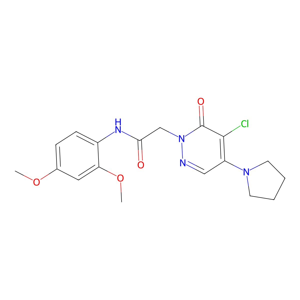 2-(5-chloro-6-oxo-4-(pyrrolidin-1-yl)pyridazin-1(6H)-yl)-N-(2,4-dimethoxyphenyl)acetamide molecular structure, CAS 1360293-63-5