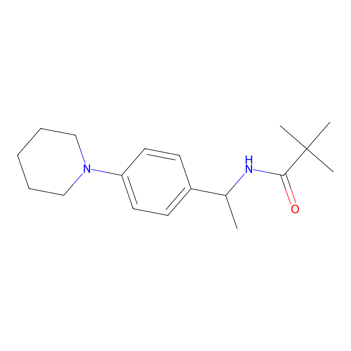 2,2-dimethyl-N-{1-[4-(piperidin-1-yl)phenyl]ethyl}propanamide molecular structure, CAS 1360298-38-9