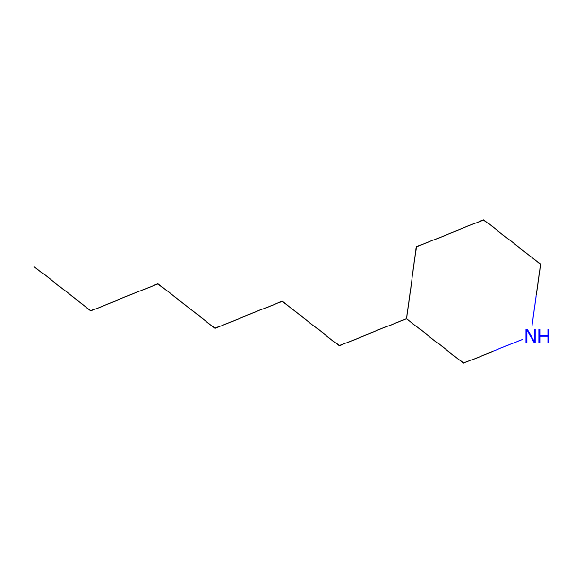 3-Hexylpiperidine molecular structure, CAS 13603-23-1