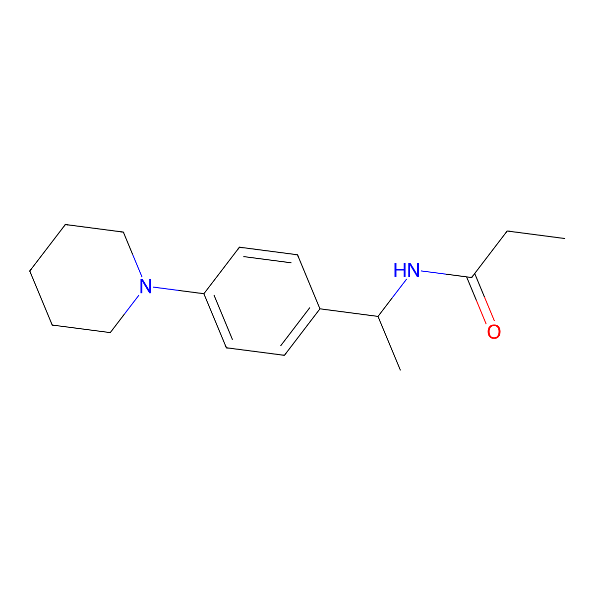 N-{1-[4-(piperidin-1-yl)phenyl]ethyl}propanamide molecular structure, CAS 1360307-09-0