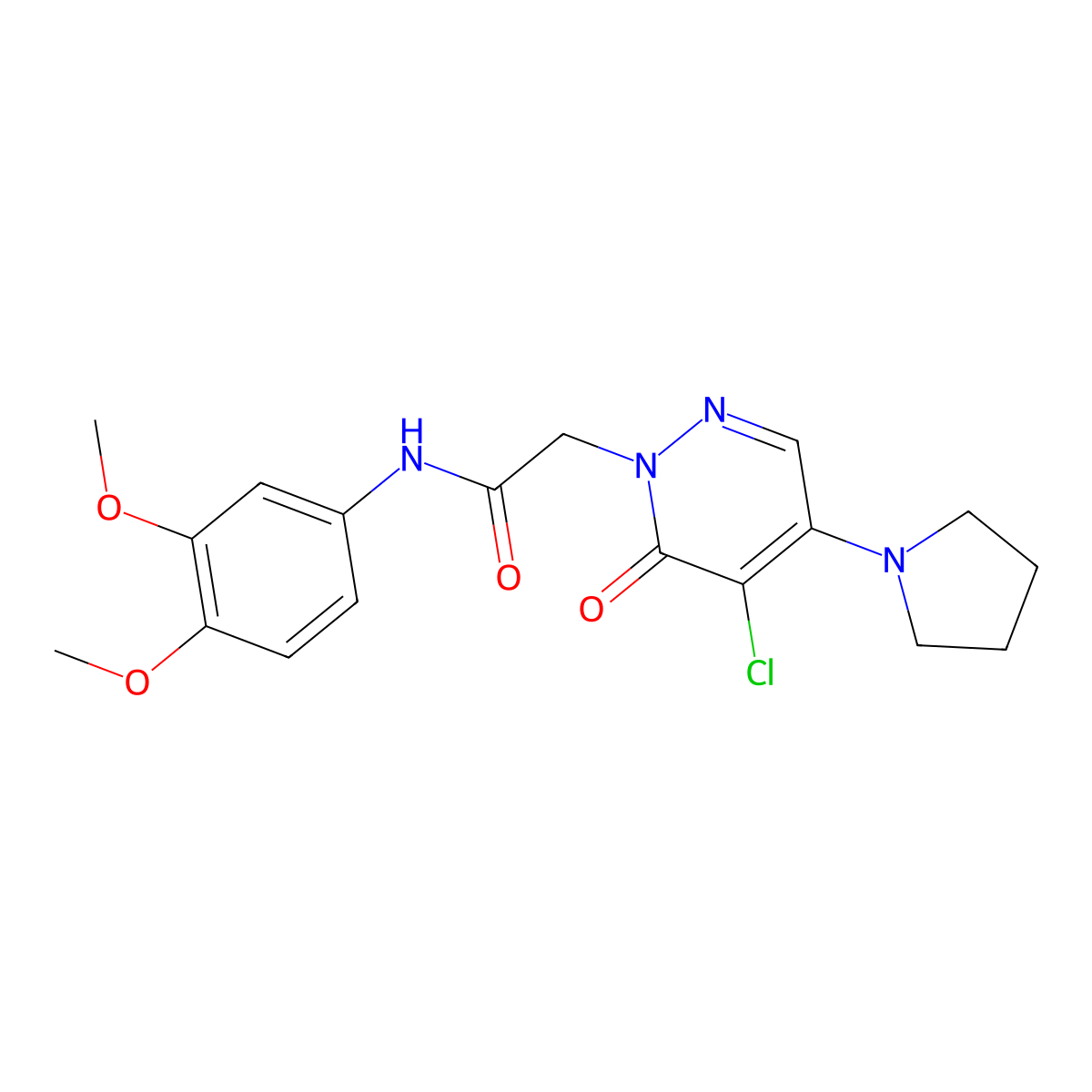 2-(5-chloro-6-oxo-4-(pyrrolidin-1-yl)pyridazin-1(6H)-yl)-N-(3,4-dimethoxyphenyl)acetamide molecular structure, CAS 1360314-68-6