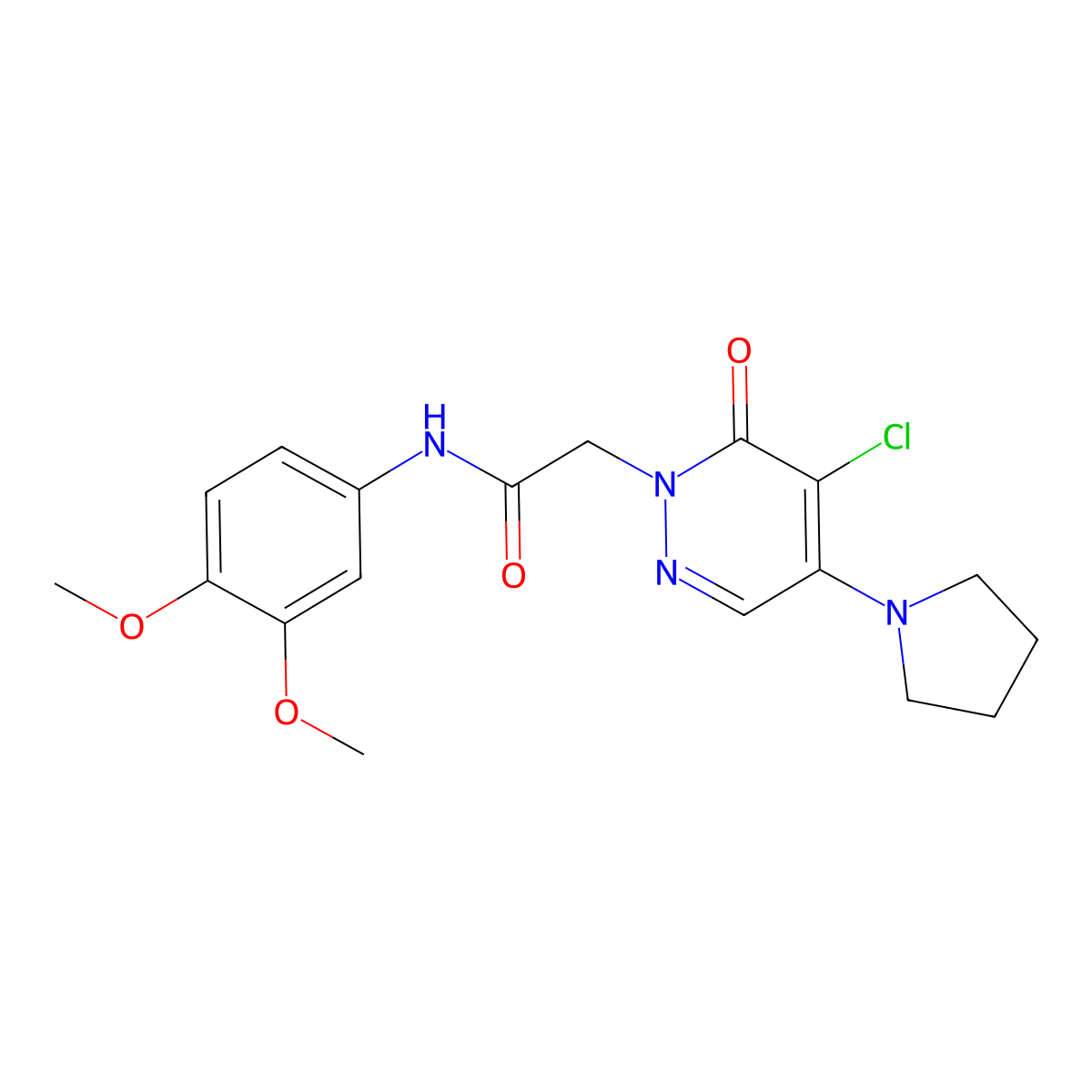 2-(5-chloro-6-oxo-4-(pyrrolidin-1-yl)pyridazin-1(6H)-yl)-N-(3,4-dimethoxyphenyl)acetamide molecular structure, CAS 1360314-68-6
