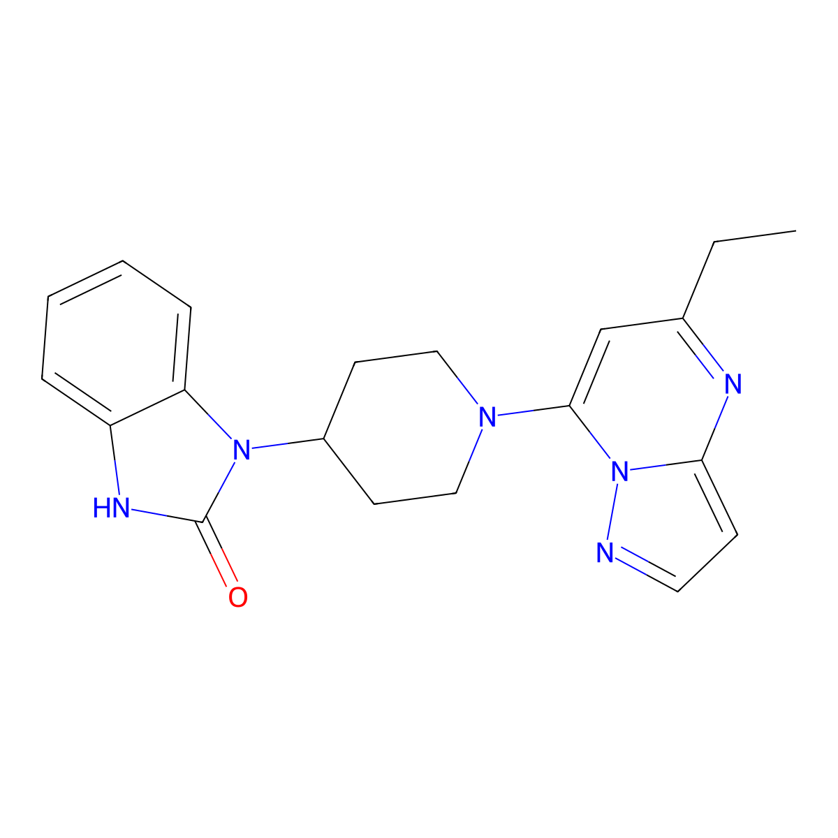 1-[1-(5-ethylpyrazolo[1,5-a]pyrimidin-7-yl)-4-piperidinyl]-1,3-dihydro-2H-benzimidazol-2-one molecular structure, CAS 1360315-87-2