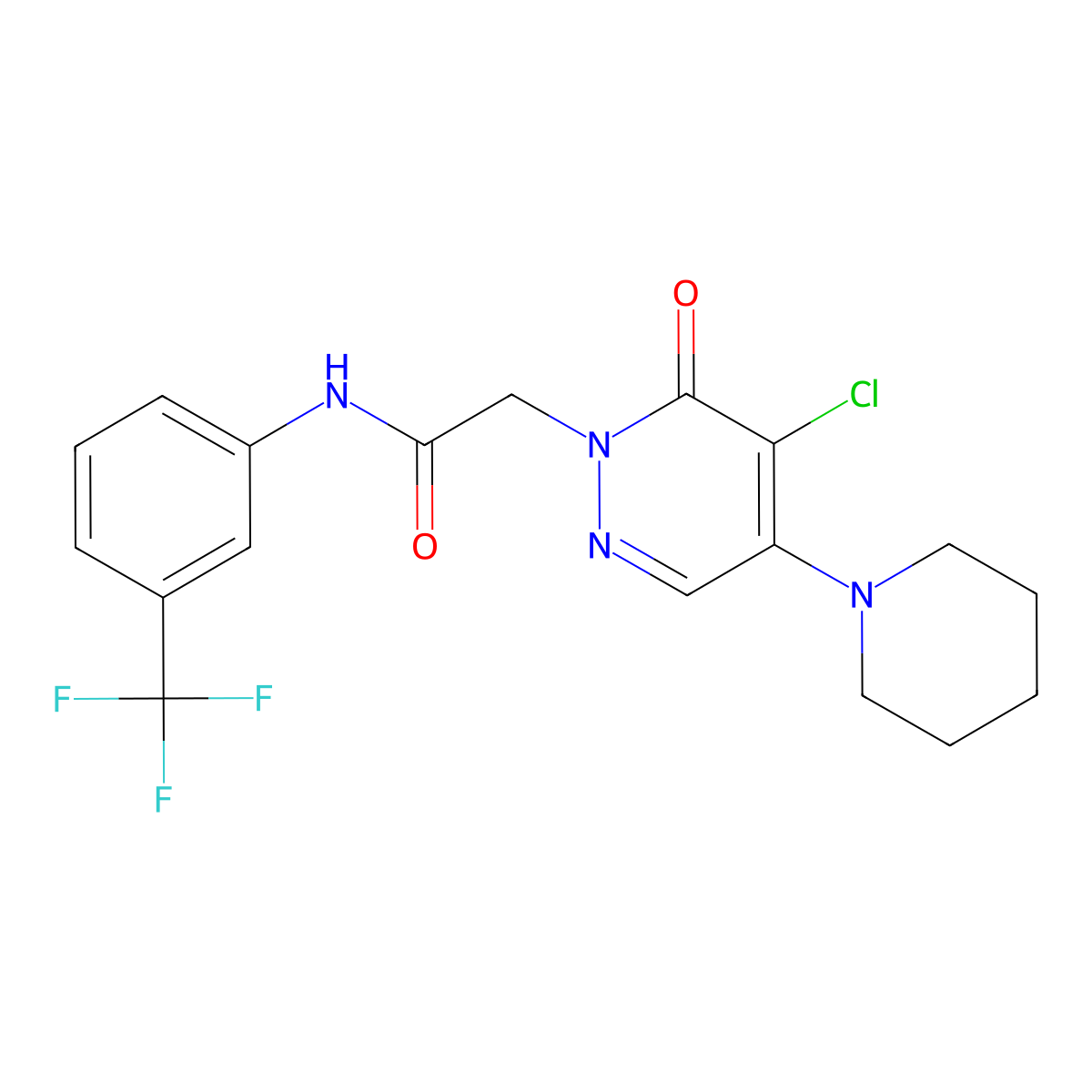 2-(5-chloro-6-oxo-4-(piperidin-1-yl)pyridazin-1(6H)-yl)-N-(3-(trifluoromethyl)phenyl)acetamide molecular structure, CAS 1360363-51-4