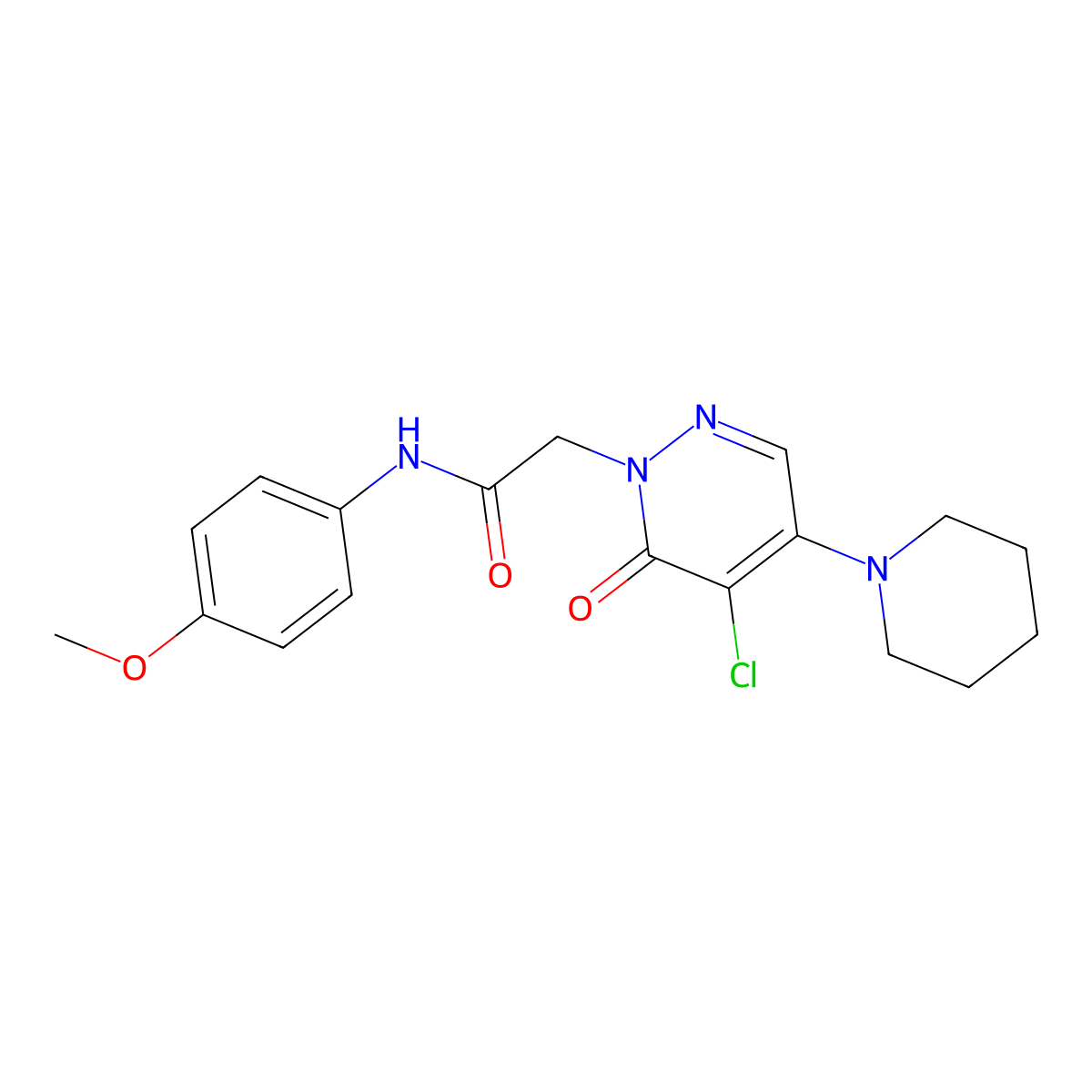 2-(5-chloro-6-oxo-4-(piperidin-1-yl)pyridazin-1(6H)-yl)-N-(4-methoxyphenyl)acetamide molecular structure, CAS 1360364-72-2
