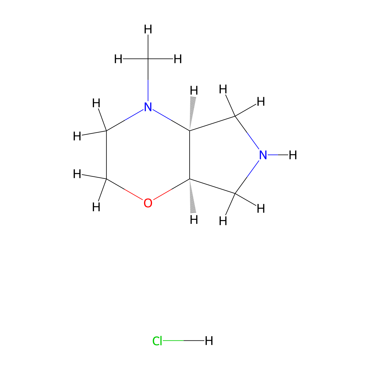 (4AS,7AR)-4-Methyloctahydropyrrolo[3,4-B][1,4]oxazine hcl molecular structure, CAS 1360364-92-6