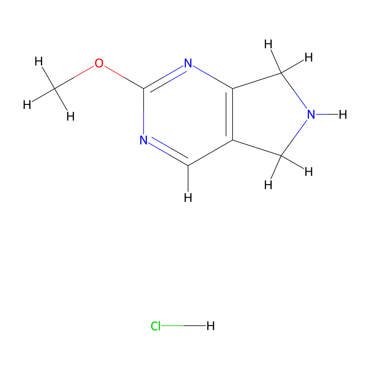 2-Methoxy-6,7-dihydro-5H-pyrrolo[3,4-d]pyrimidine hydrochloride molecular structure, CAS 1360364-97-1