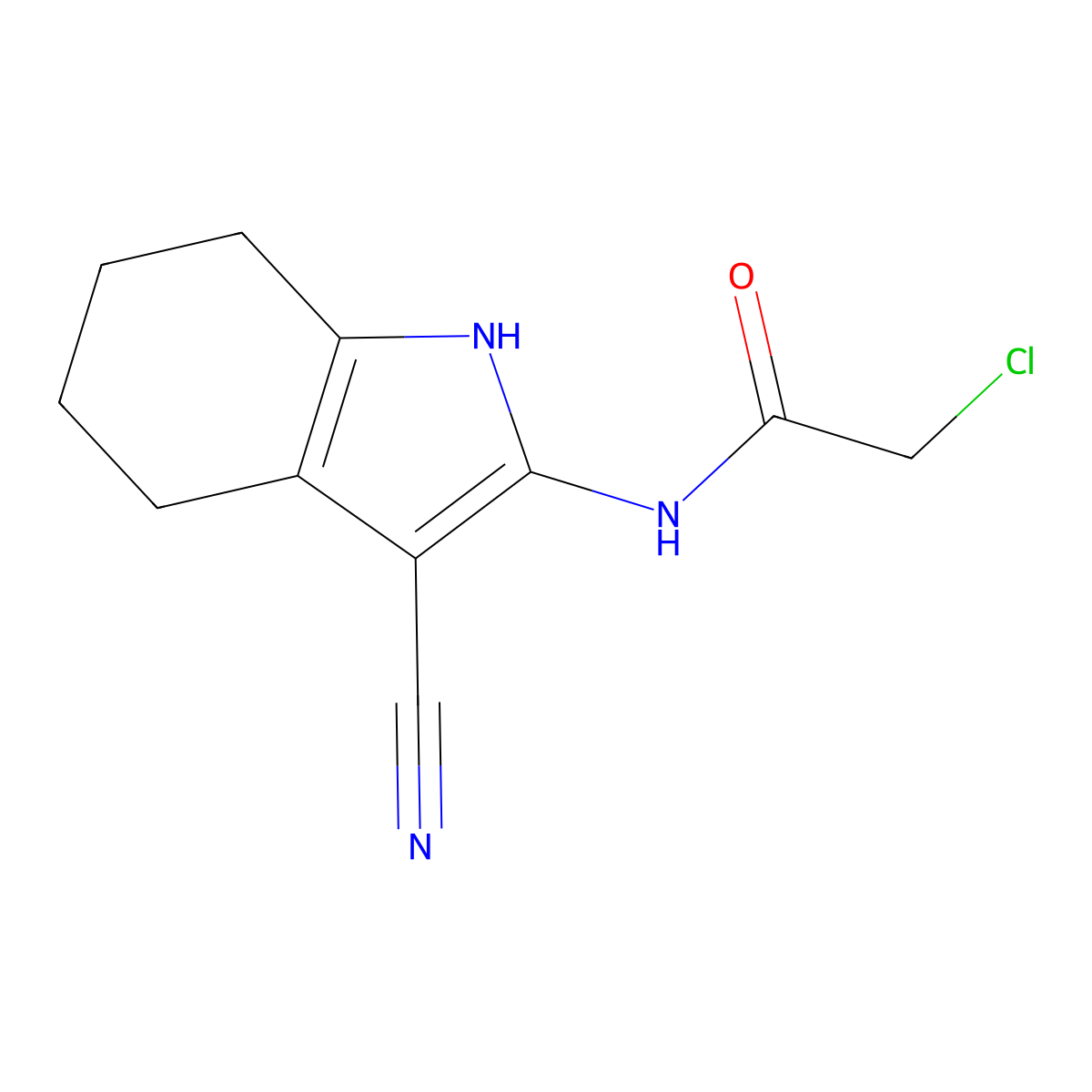 2-chloro-N-(3-cyano-4,5,6,7-tetrahydro-1H-indol-2-yl)acetamide molecular structure, CAS 136039-38-8