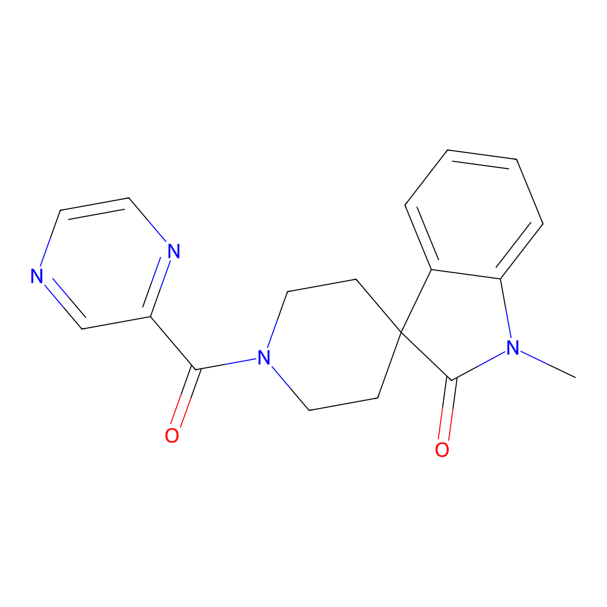 1-Methyl-1'-(pyrazine-2-carbonyl)spiro[indoline-3,4'-piperidin]-2-one molecular structure, CAS 1360412-04-9