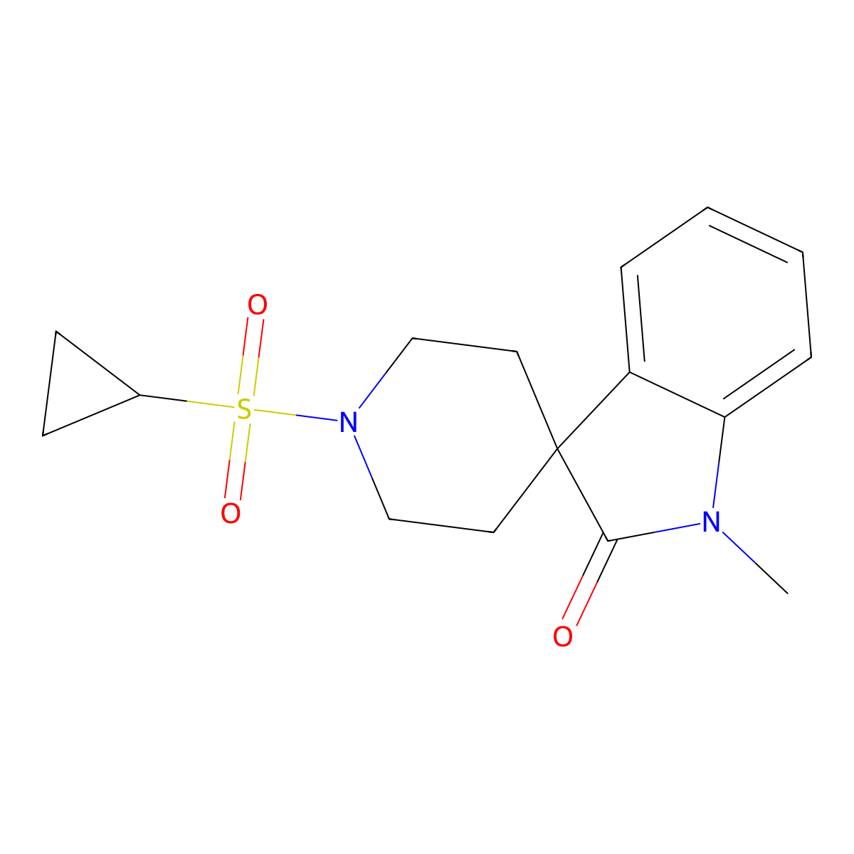 1'-(Cyclopropylsulfonyl)-1-methylspiro[indoline-3,4'-piperidin]-2-one molecular structure, CAS 1360418-90-1