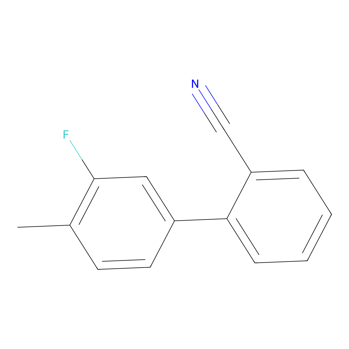 2-(3-Fluoro-4-methylphenyl)benzonitrile molecular structure, CAS 136042-62-1