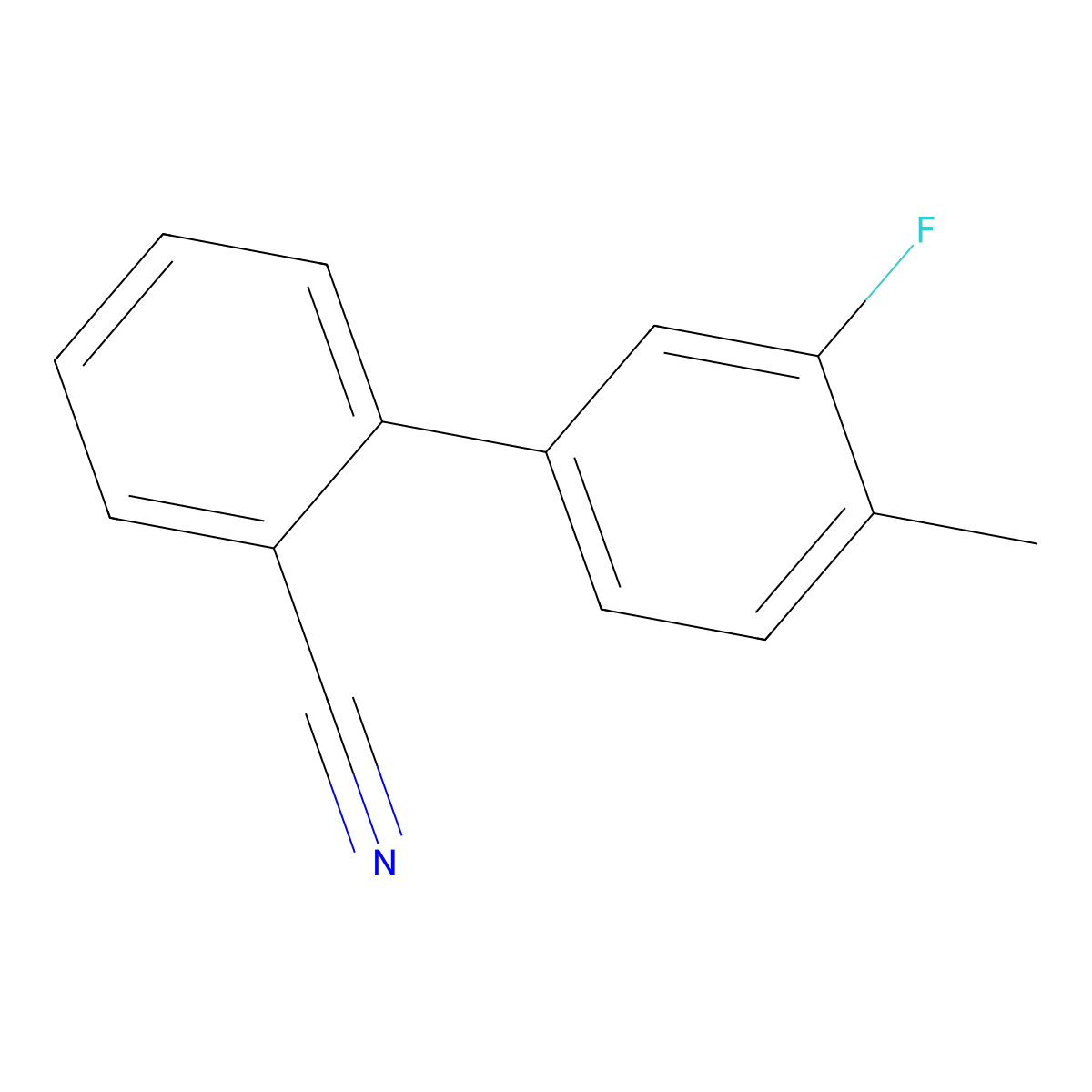 2-(3-Fluoro-4-methylphenyl)benzonitrile molecular structure, CAS 136042-62-1