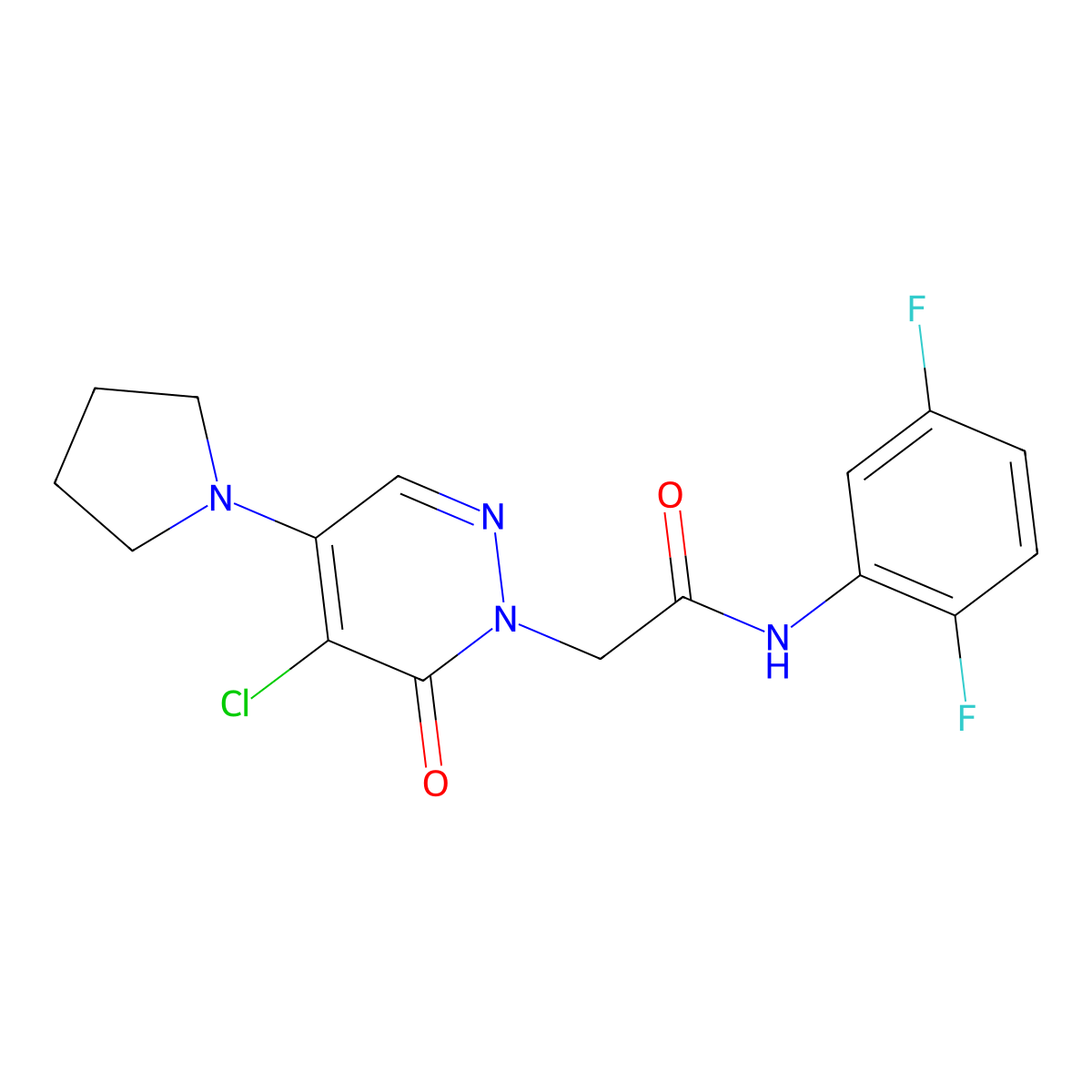 2-(5-chloro-6-oxo-4-(pyrrolidin-1-yl)pyridazin-1(6H)-yl)-N-(2,5-difluorophenyl)acetamide molecular structure, CAS 1360425-68-8