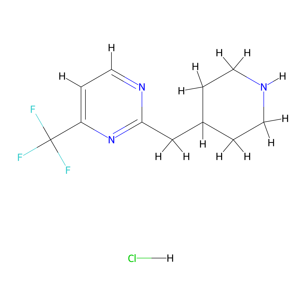 2-(Piperidin-4-ylmethyl)-4-(trifluoromethyl)pyrimidine HCl molecular structure, CAS 1360437-68-8