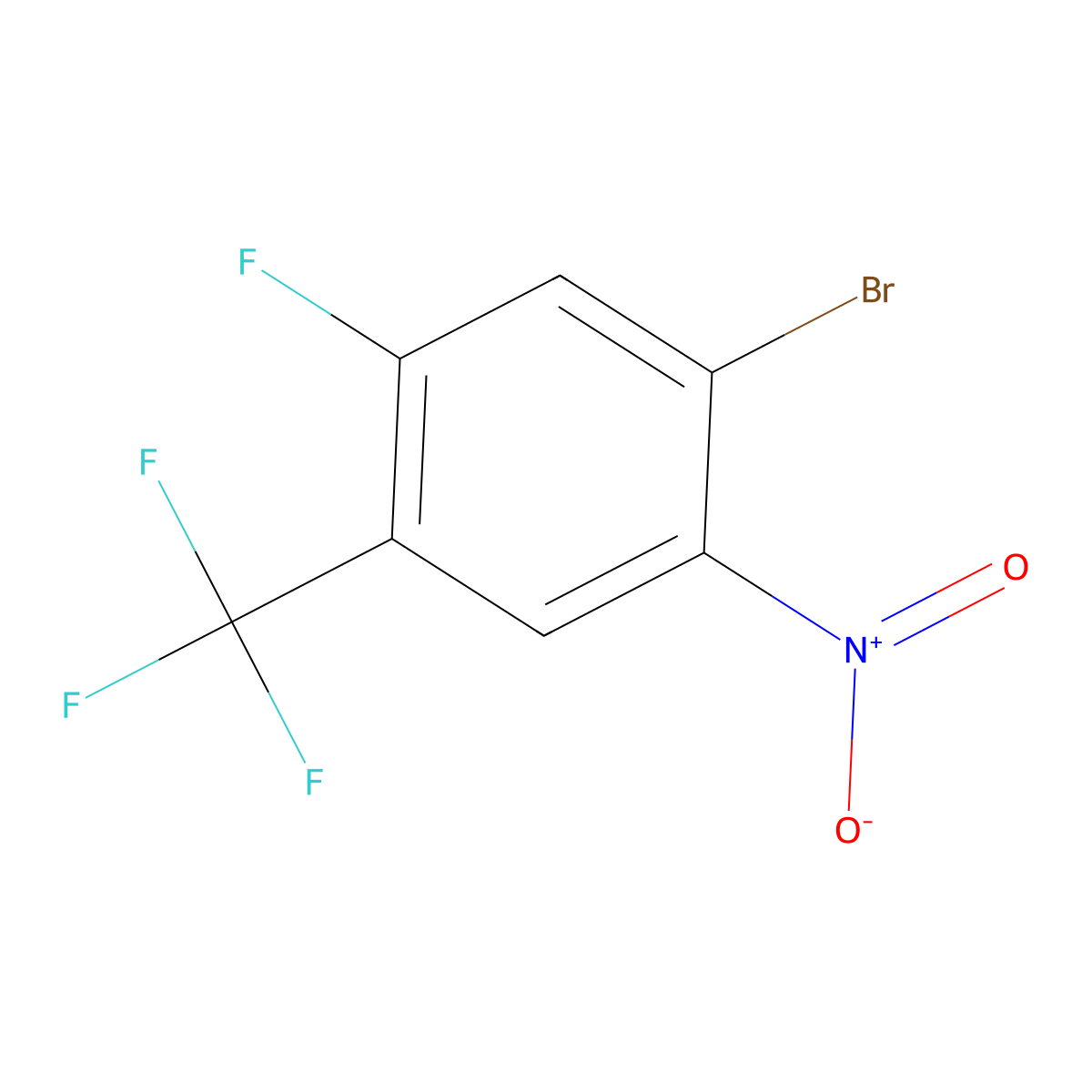 1-Bromo-5-fluoro-2-nitro-4-(trifluoromethyl)benzene molecular structure, CAS 1360438-01-2