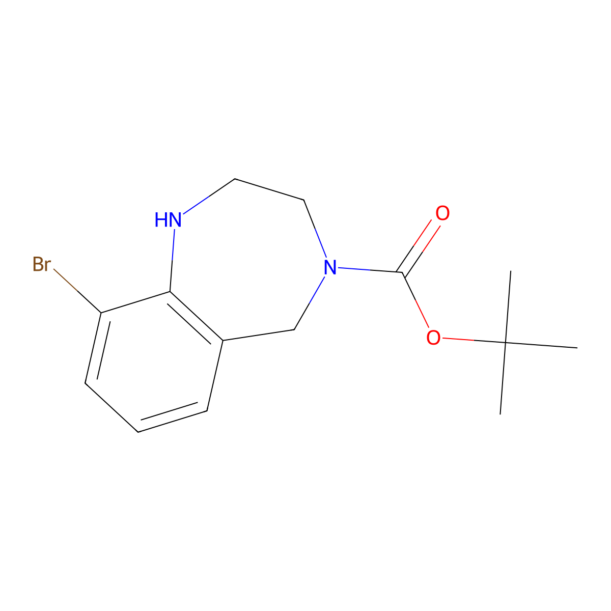 tert-butyl 9-bromo-2,3,4,5-tetrahydro-1H-1,4-benzodiazepine-4-carboxylate molecular structure, CAS 1360438-06-7