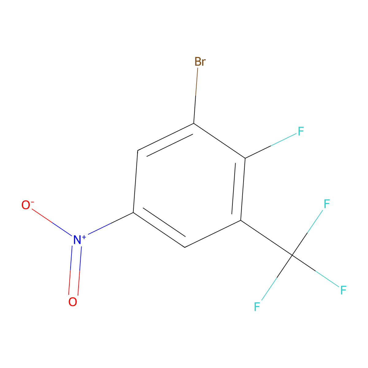 1-Bromo-2-fluoro-5-nitro-3-(trifluoromethyl)benzene molecular structure, CAS 1360438-11-4
