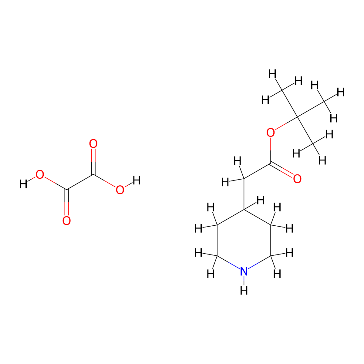 tert-Butyl 2-(piperidin-4-yl)acetate oxalate molecular structure, CAS 1360438-13-6
