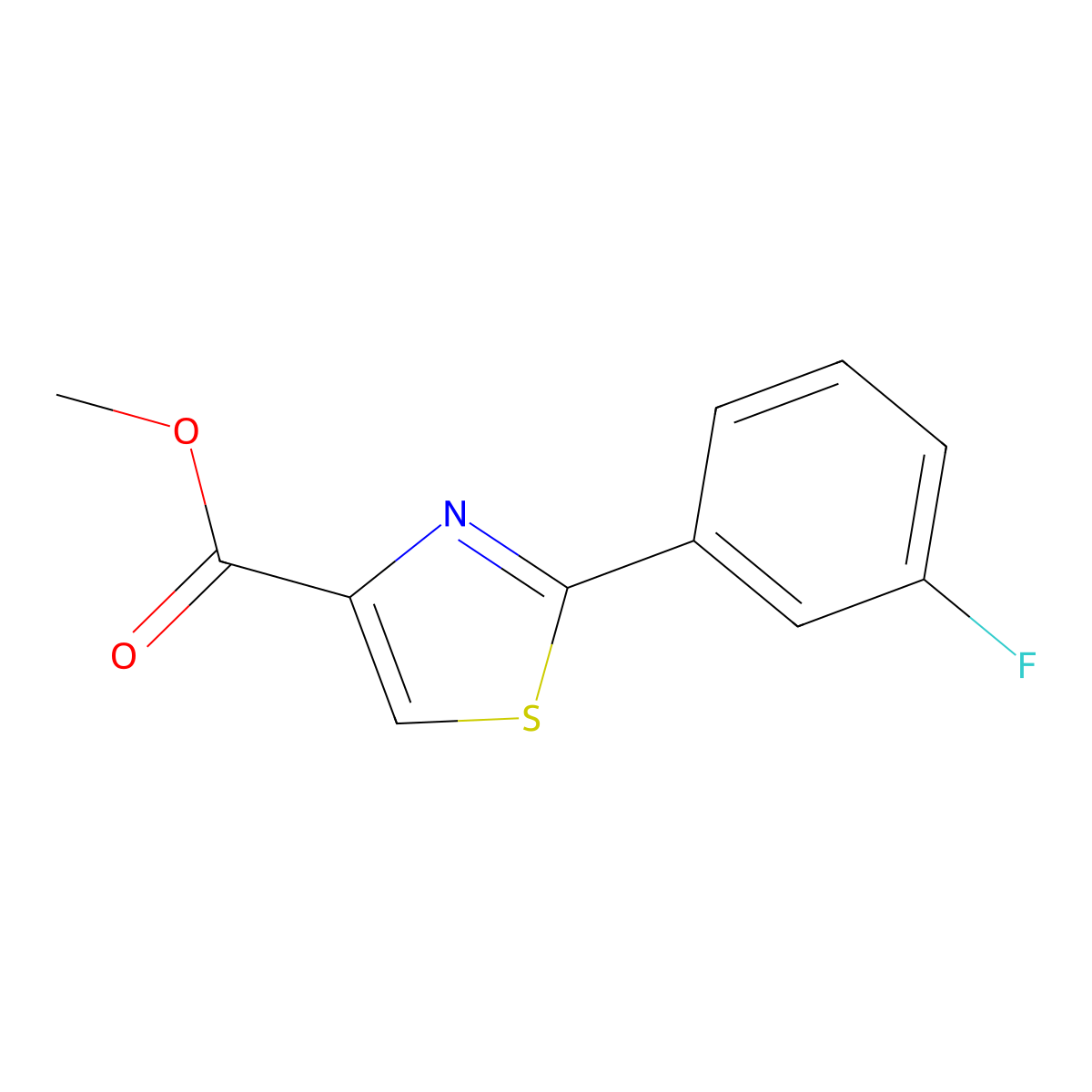 Methyl 2-(3-fluorophenyl)thiazole-4-carboxylate molecular structure, CAS 1360438-15-8