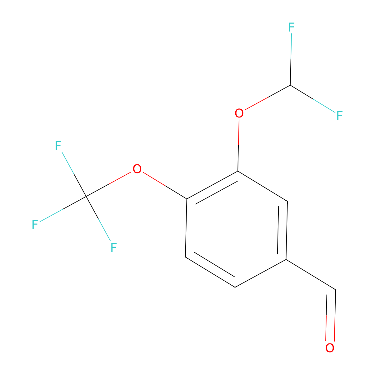 3-(Difluoromethoxy)-4-(trifluoromethoxy)benzaldehyde molecular structure, CAS 1360438-20-5