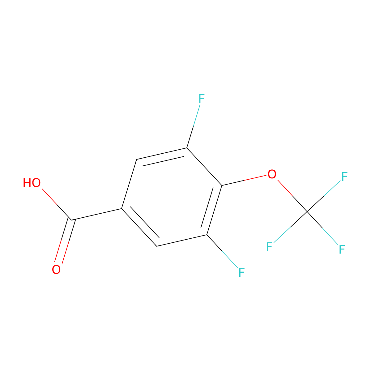 3,5-Difluoro-4-(trifluoromethoxy)benzoic acid molecular structure, CAS 1360438-69-2