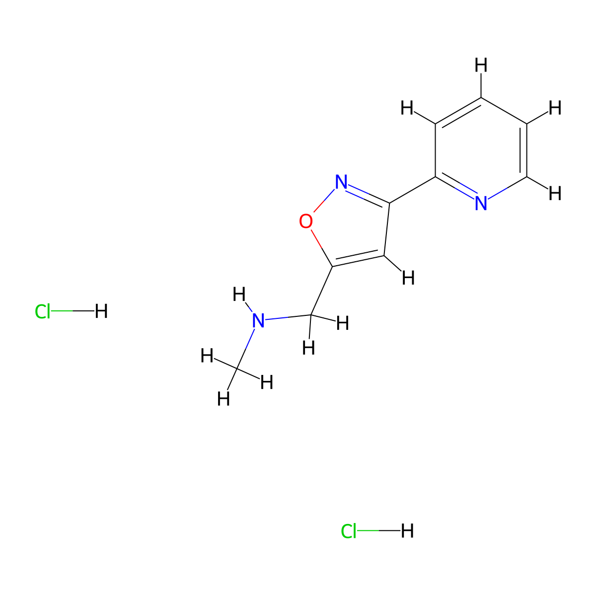 N-Methyl-1-[3-(2-pyridinyl)-5-isoxazolyl]methanamine dihydrochloride molecular structure, CAS 1360438-84-1