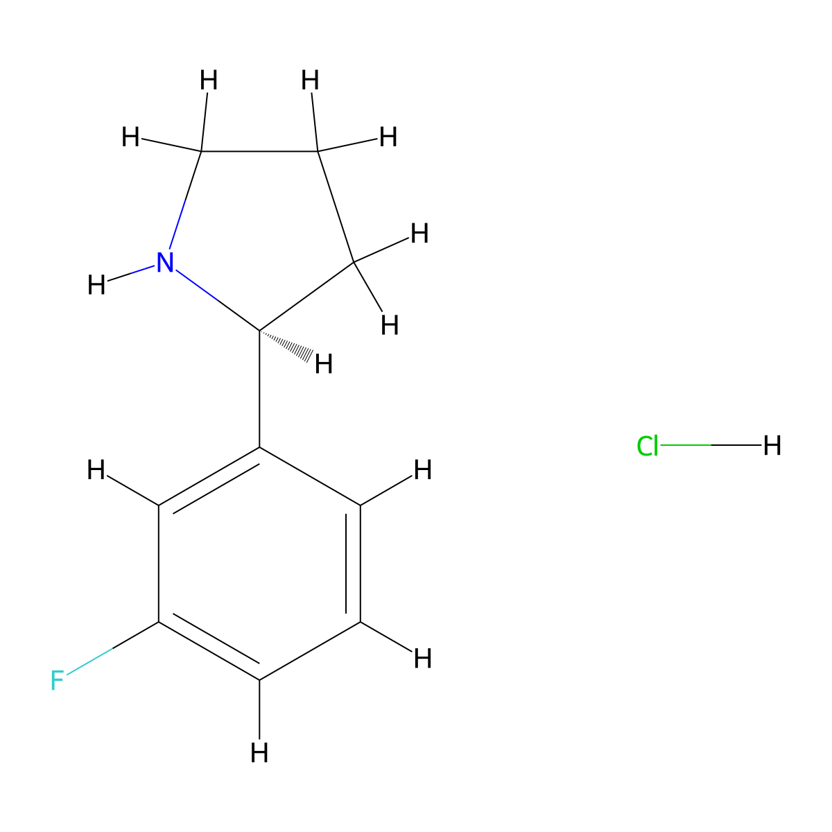 (s)-2-(3-Fluorophenyl)pyrrolidine hydrochloride molecular structure, CAS 1360442-16-5